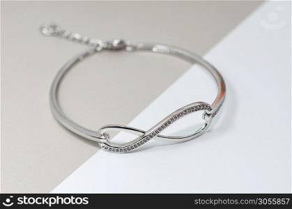 Beautiful silver jewelry diamond bracelet.