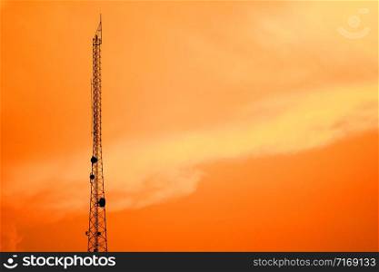 beautiful sky after sun set with telecommunication pole