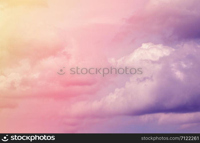 Beautiful sky and clouds in soft pastel color.Soft cloud in the sky background colorful pastel tone.