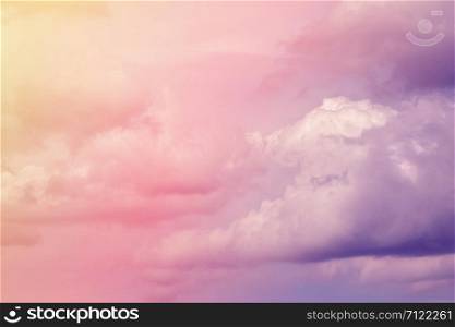 Beautiful sky and clouds in soft pastel color.Soft cloud in the sky background colorful pastel tone.