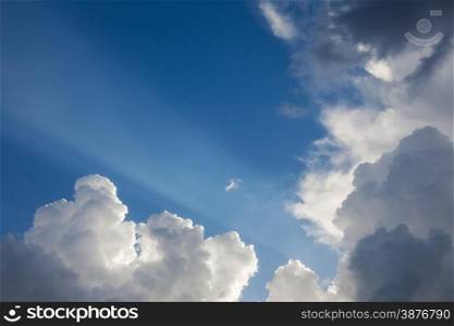 beautiful sky background with clouds and rays
