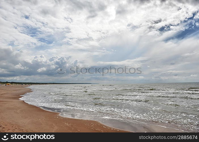 beautiful sky over sea shore. summer day