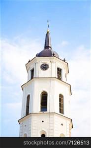 Beautiful sky over the city of Vilnius-view of the bell tower.. Beautiful sky over the city of Vilnius-view of the bell tower