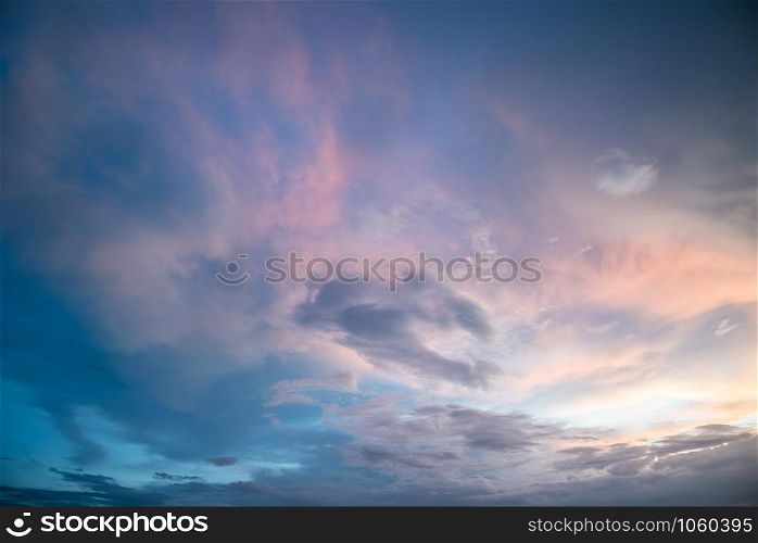 Beautiful sky with cloud and dramatic light before sunset