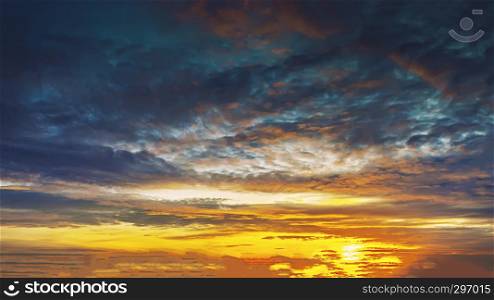 Beautiful sky with clouds at sunset. Natural background.