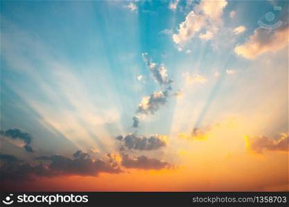 Beautiful sky with clouds In the golden light of the sun