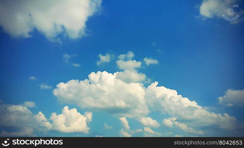 Beautiful sky with white clouds, vintage background