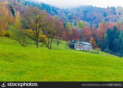 Beautiful small mountain hut. Switzerland,Europe.