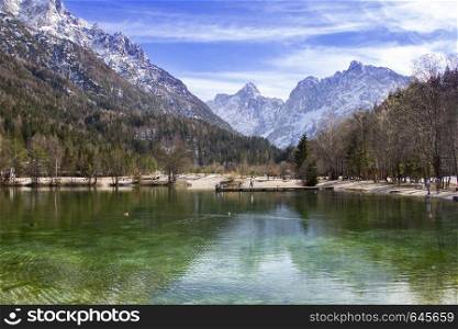 Beautiful small Mountain lake landscape in Slovenia