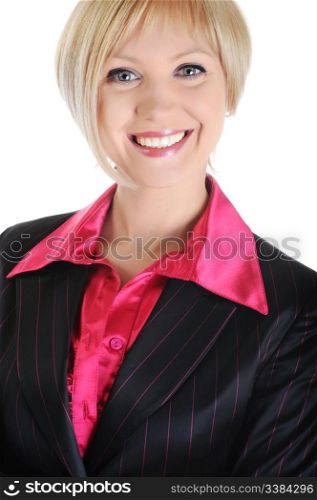 Beautiful smiling businesswoman. Isolated on white background