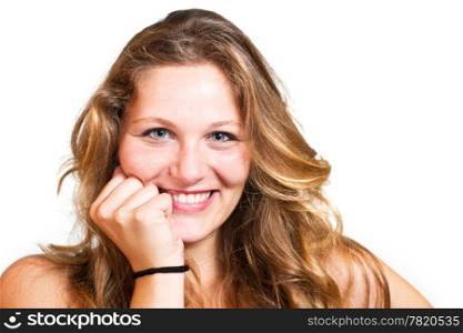 beautiful smiling girl isolated on white background