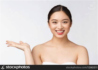 Beautiful smiling woman isolated on white background. Closeup lady portrait looking happy. Beautiful smiling woman isolated on white background. Closeup lady portrait looking happy.