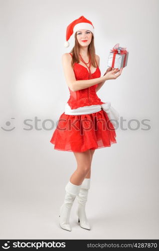 Beautiful Snow Maiden with gifts