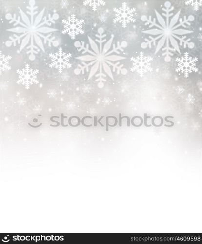 Beautiful snowflakes border with white copy space, festive background, Christmastime greeting card, wintertime decoration