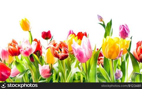 Beautiful spring background of colourful tulips