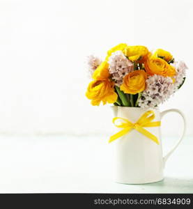 Beautiful spring flowers in vase