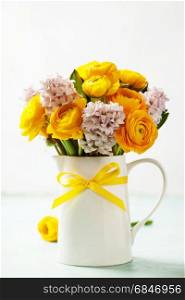 Beautiful spring flowers in vase