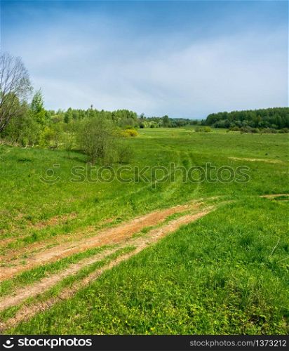 Beautiful spring landscape in the vicinity of the village of St. Michael, Ivanovo oblast, Russia.