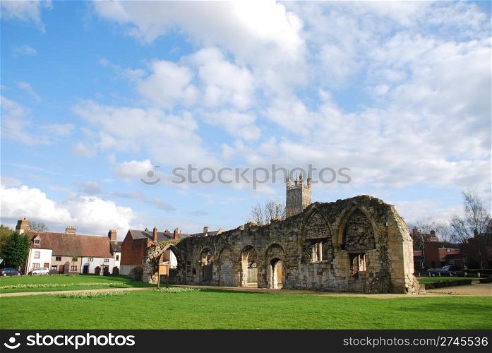 beautiful St Oswald&rsquo;s Priory church ruins in Gloucester, England (UK)