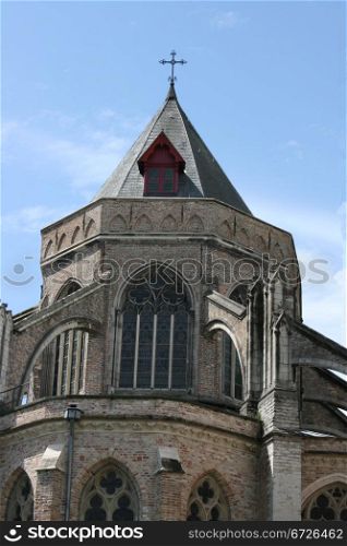 beautiful steeple, with a blue sky background