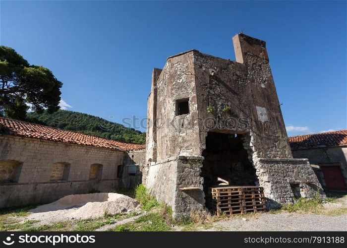 Beautiful stone castle along the road to mountain Lovcen, Montenegro