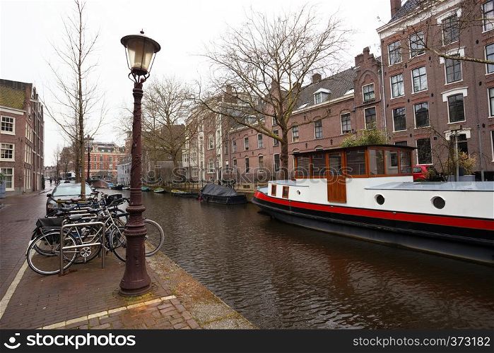 beautiful streets, bridges and channels in the famous city of amsterdam, netherlands