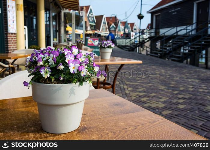 Beautiful streets in fishing village volendam in the netherlands