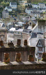 beautiful streets with colombage houses in the famous city of Morlaix. Normandy, France