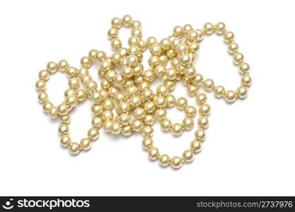 Beautiful string of beads isolated on white background