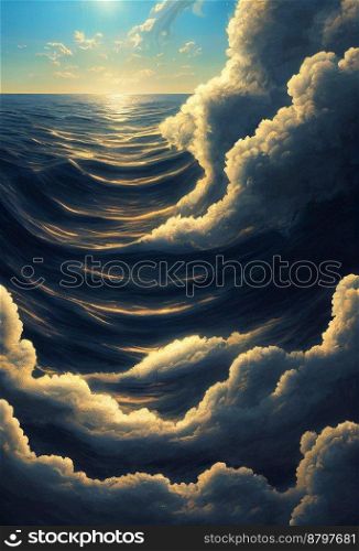 Beautiful strong ocean 3d illustrated