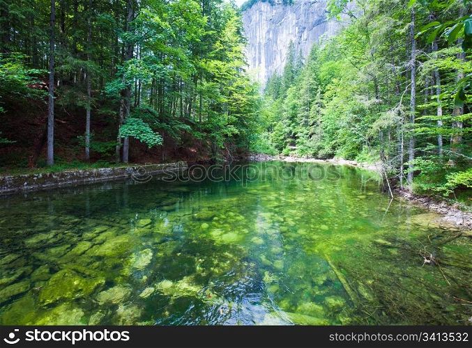Beautiful summer Alpine lake Toplitzsee emerald green view (Austria)