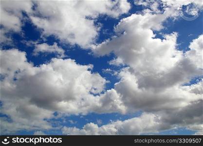 beautiful summer blue sky white perfect clouds