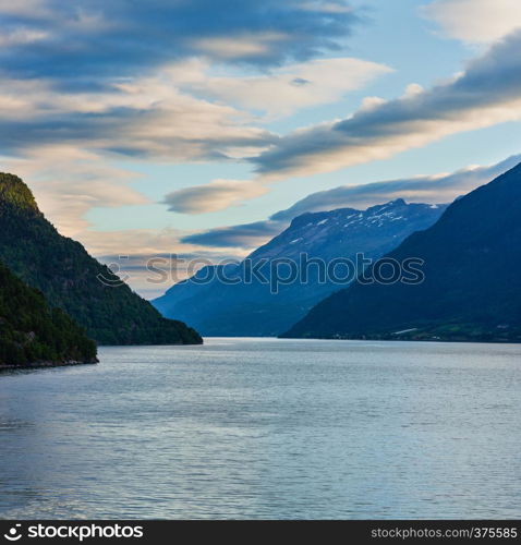 Beautiful summer evening Hardangerfjord fiord view, Odda, Roldal, Norway.