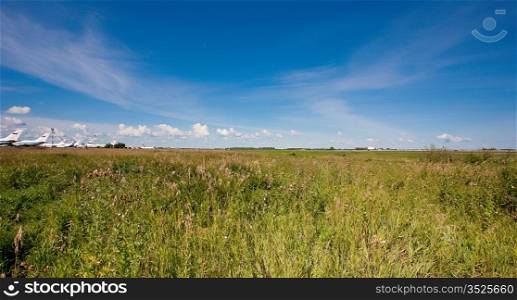 Beautiful summer landscape in airdrome