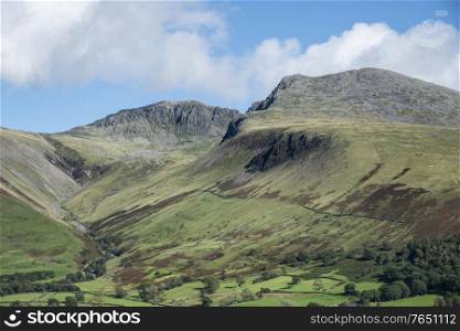 Beautiful Summer landscape of England&rsquo;s highest mountain, Scafell Pike in the stunning Lake District