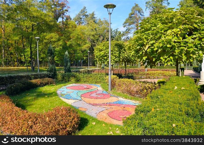 beautiful summer park with street lamp