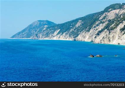 Beautiful summer Porto Katsiki beach on Ionian Sea  Lefkada, Greece 