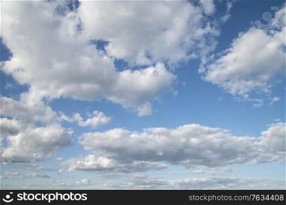 Beautiful Summer sky cumulus cloud formations for use as background
