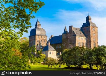 Beautiful summer view of the castle in Germany. schloss myllendonk