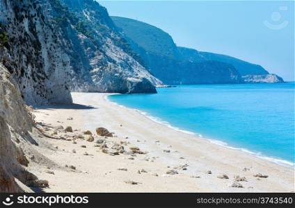 Beautiful summer white Egremni beach on Ionian Sea (Lefkada, Greece)