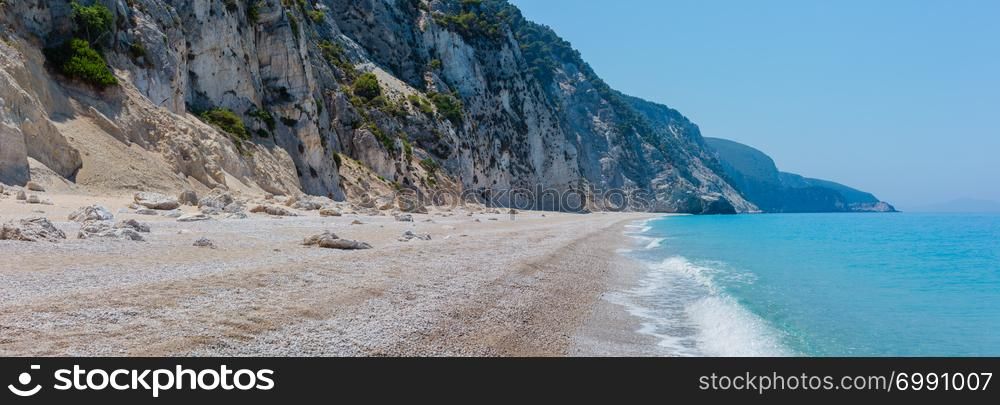 Beautiful summer white Egremni beach on Ionian Sea panorama (Lefkada, Greece).