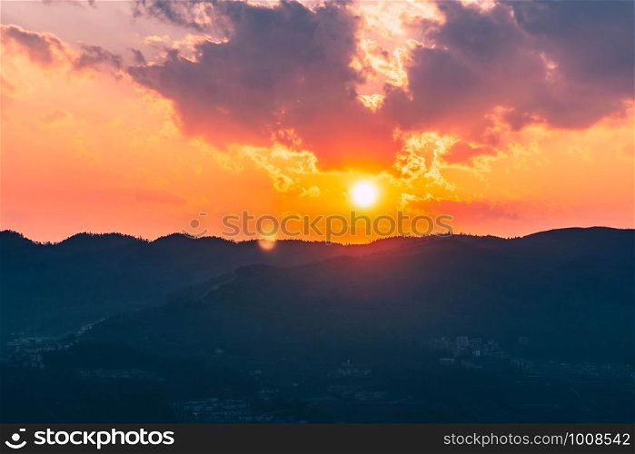 Beautiful sun light in the mountain