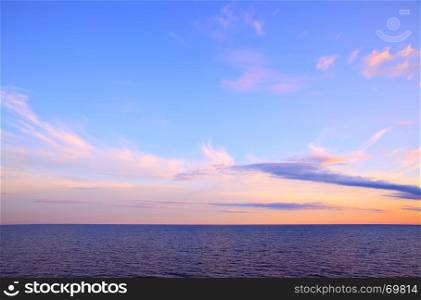 Beautiful sundown - seascape with sea horizon