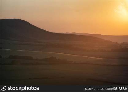 Beautiful sunlight Summer landscape over English countryside