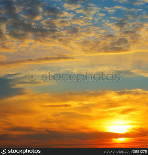 beautiful sunrise and cloudy sky