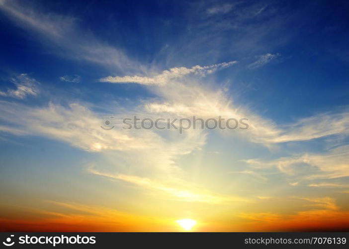 beautiful sunrise and cloudy sky