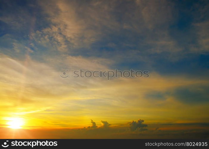 beautiful sunrise and cloudy sky