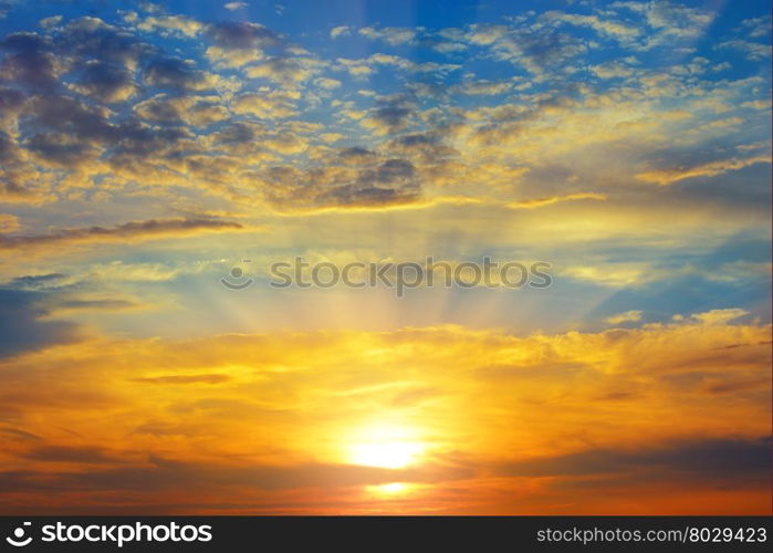 beautiful sunrise and cloudy sky