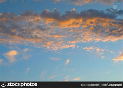 beautiful sunrise and cumulus clouds