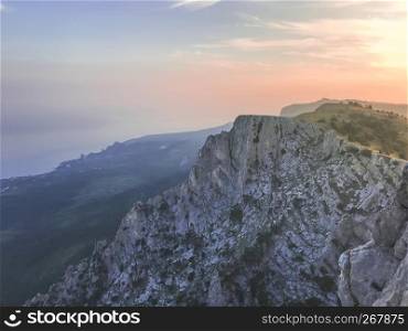 Beautiful sunrise in Ai-Petri mountain, Crimea